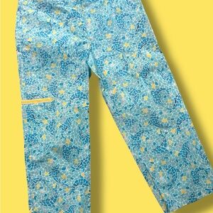 Vtg Lilly Pulitzer blue fish Mosaic Capri pants